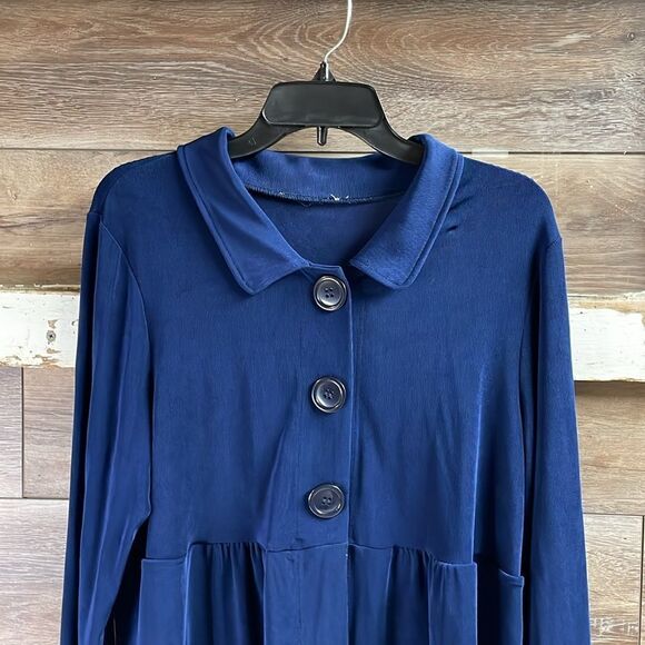 Notations Ladies Navy Blue 3 Button Babydoll Style Blouse, See Description - Picture 3 of 6